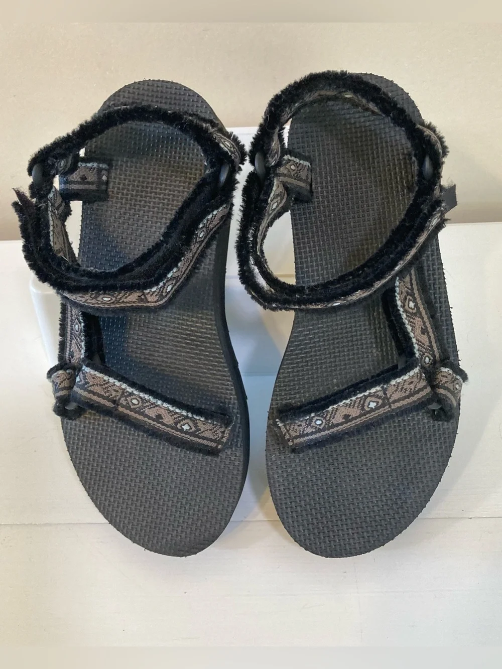 Teva Flatform Universal Maressa Womens Sz 6 Black Sandals Strappy